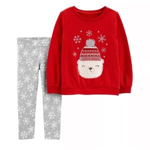 Baby Girl Carter's 2-Piece Polar Bear Fleece Top & Leggings Set size 9 Months